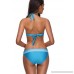 Palms & Blue Women Halter Push Up Underwire Bikini Bathing Suit Push Up Bikini Underwire Blue B07JM7KLGS